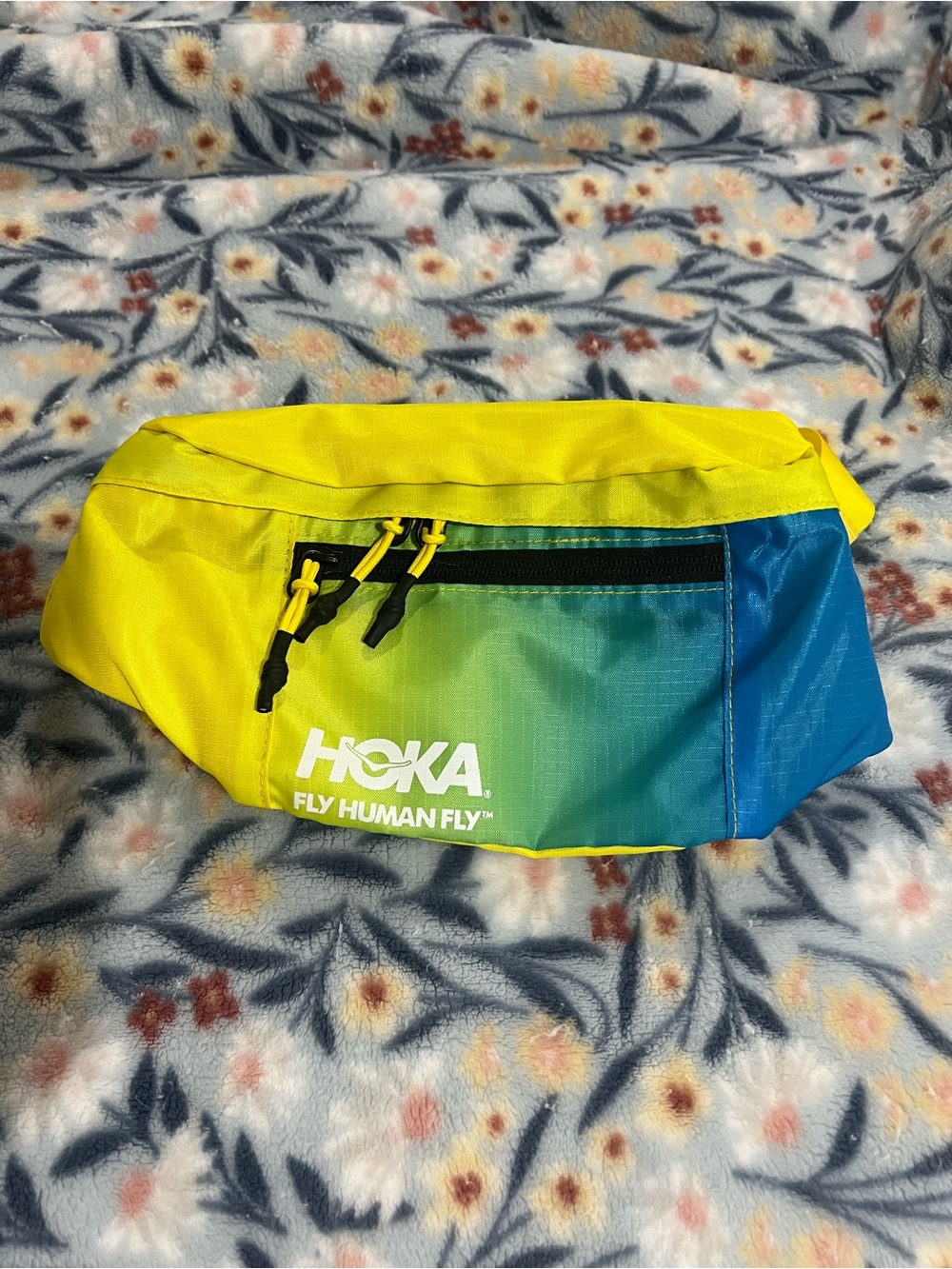 Hoka Colorblock Waist Pack in Yellow, Green, Blue